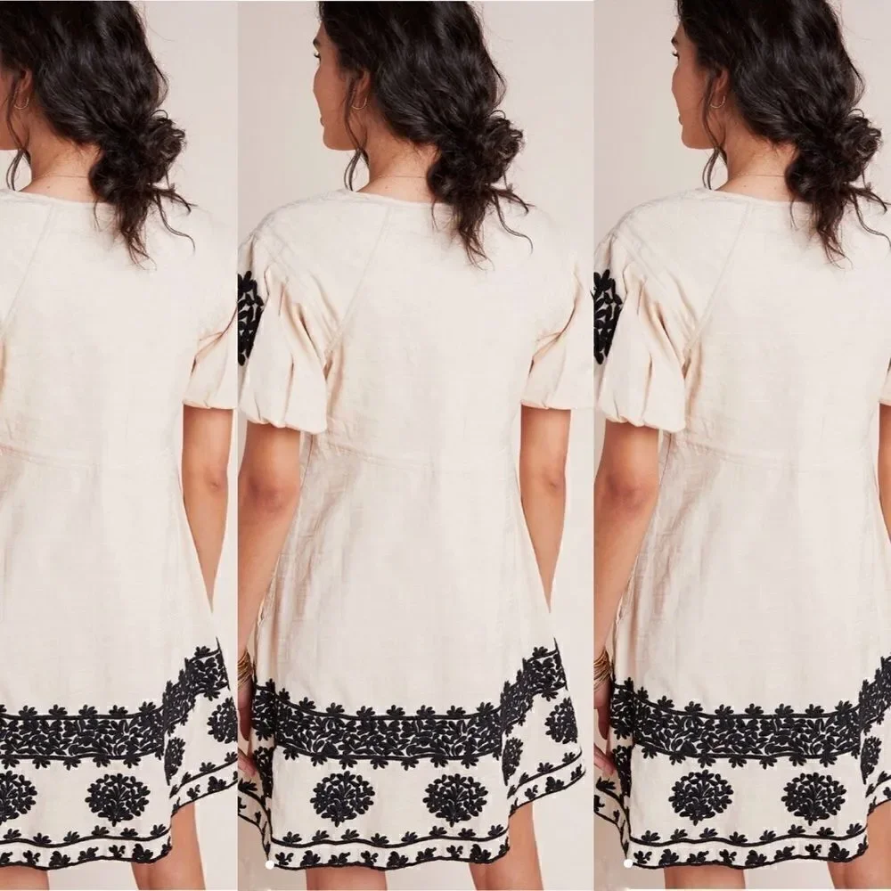 ANTHROPOLOGIE Orla Embroidered Mini Dress